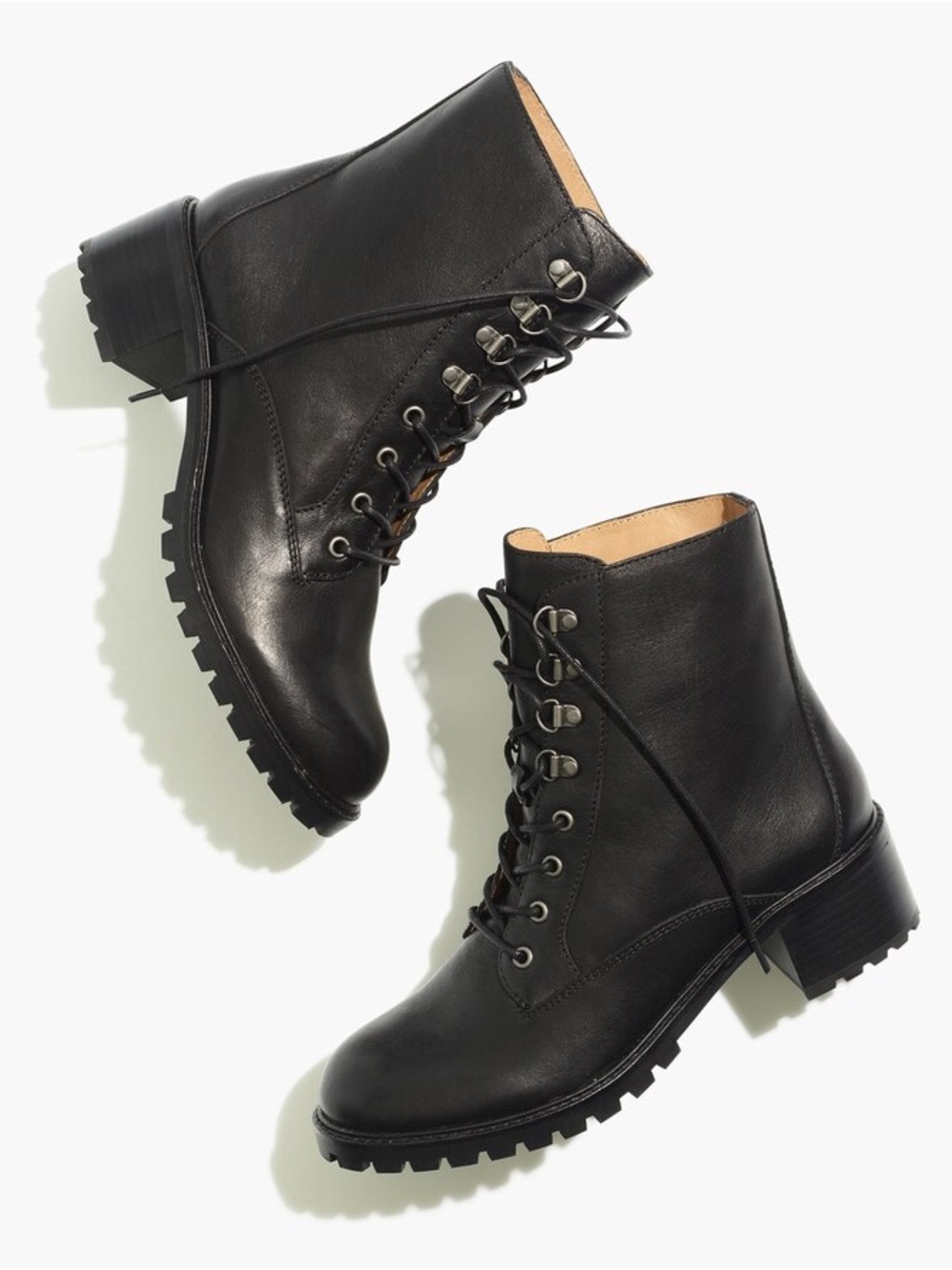Madewell The Julien Lace-Up Lugsole leather Boots black 10